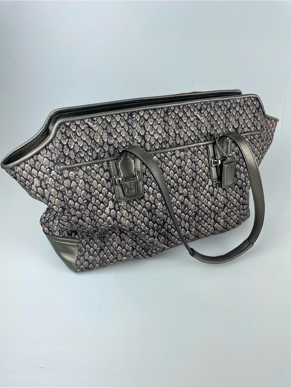 COACH Taylor Alexis Carryall Bag Grey Python Snake Print Grunge Y2K